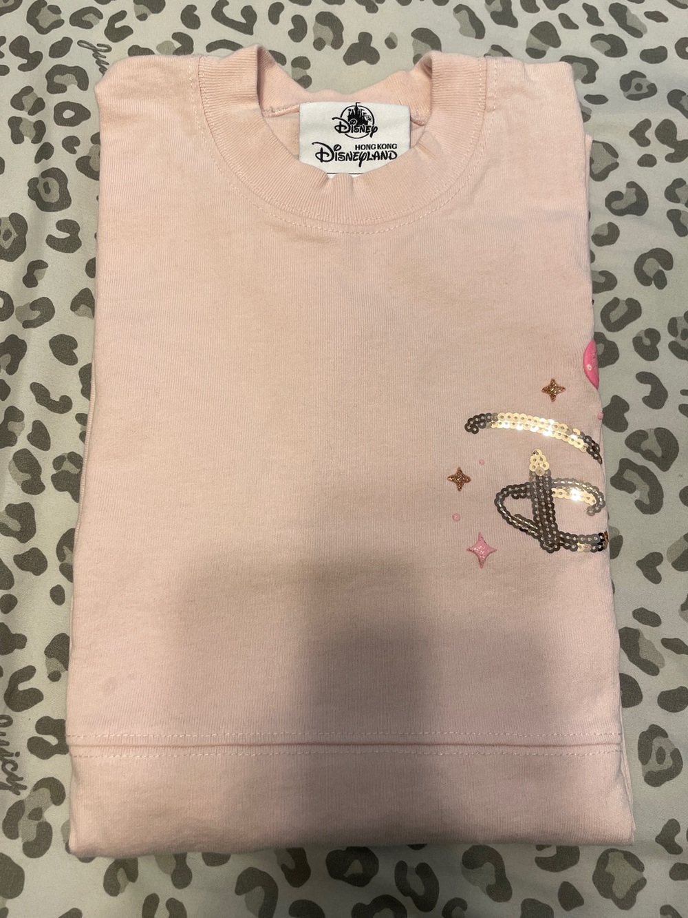 Disney (Hong Kong) Pink & Gold Sequin Accent Long Sleeve Shirt